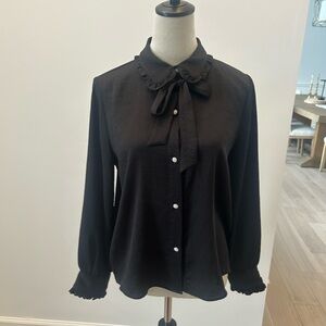 Zara Black Ruffled Blouse